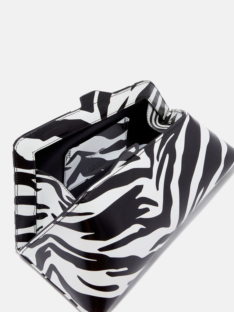 ''8.30 PM'' black and white oversized clutch