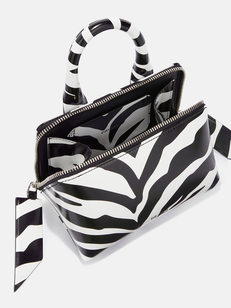 ''Friday'' white and black mini bag