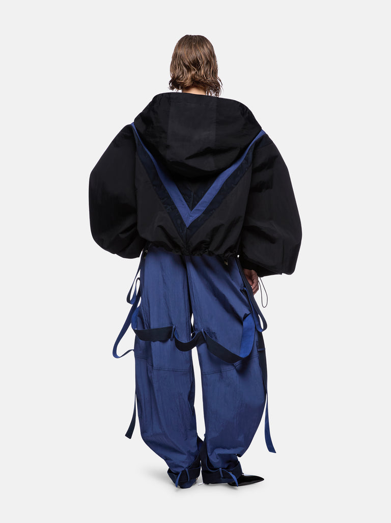 Blue and black bomber