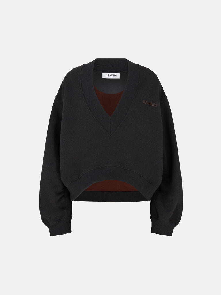 Black fade and brown sweatshirt