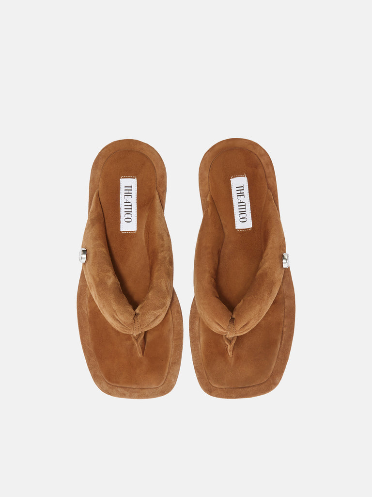 ''Indie'' pale brown flat thong