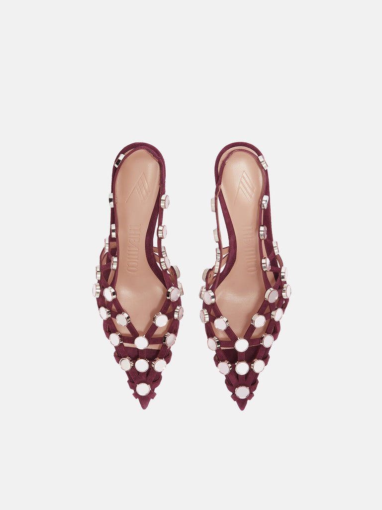 Slingback ''Grid'' burgundy e light pink