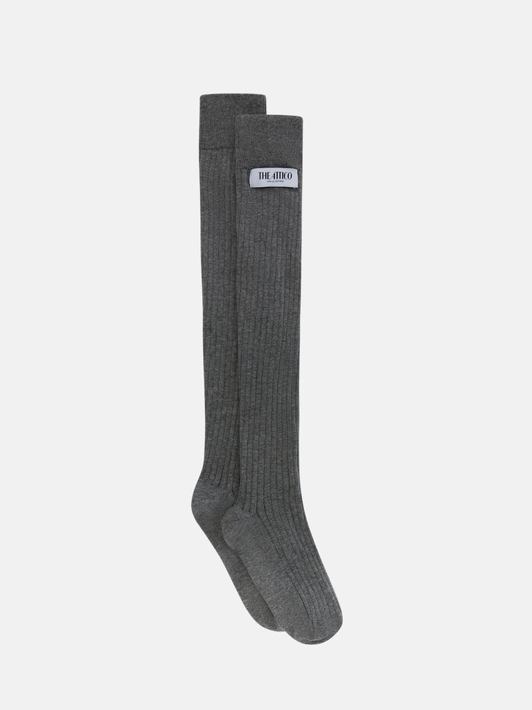 Melange grey long socks