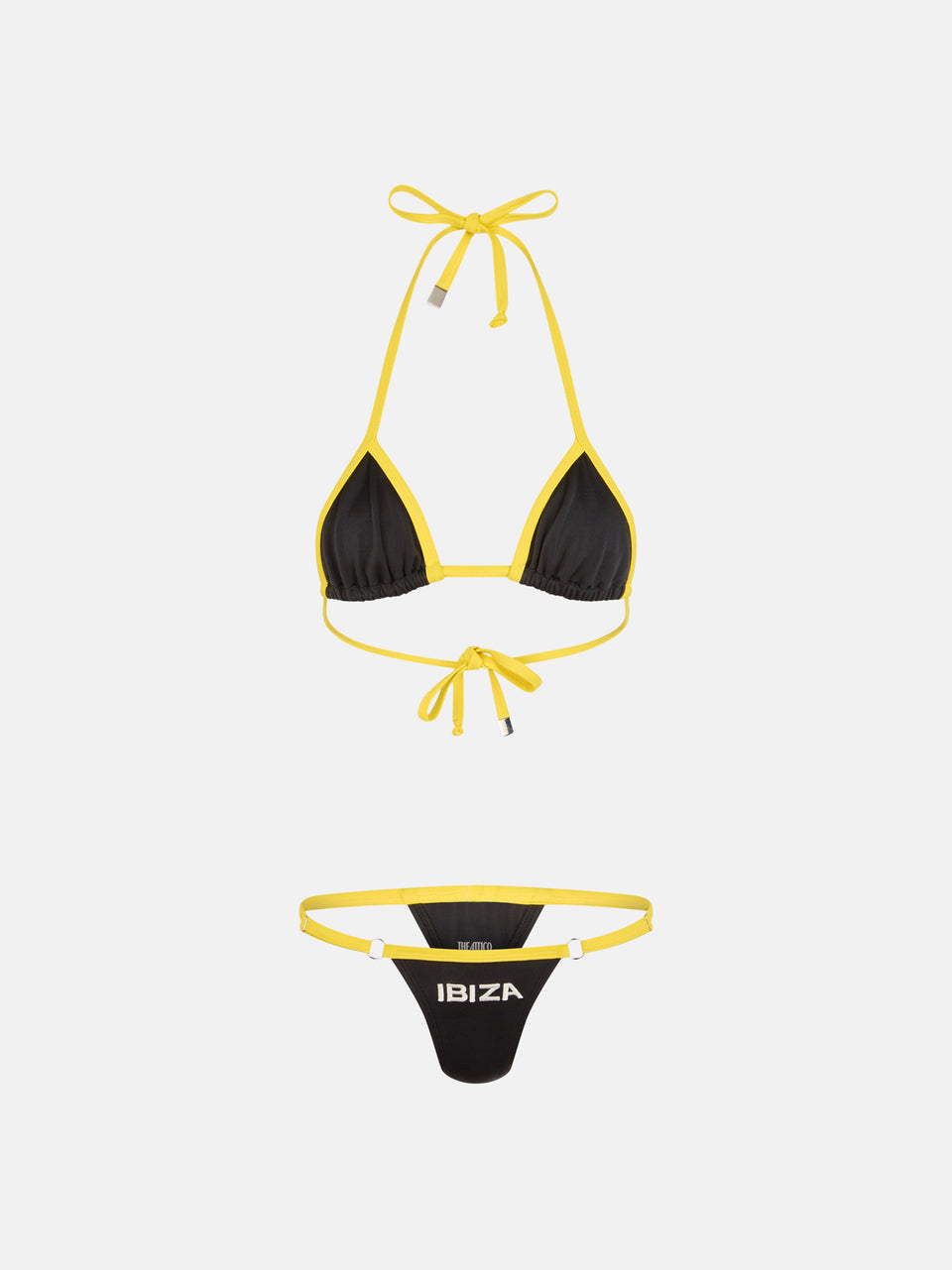White, black and yellow bikini