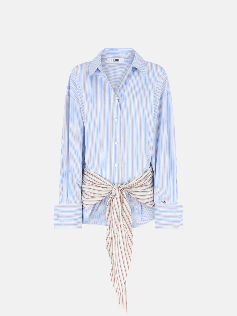 Blue mini shirt dress