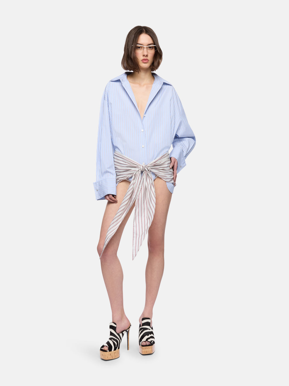 Blue mini shirt dress