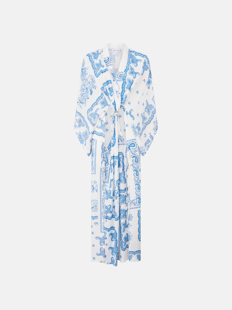 Light blue and white maxi dress