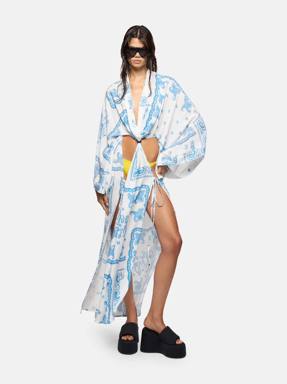Abito lungo light blue e white