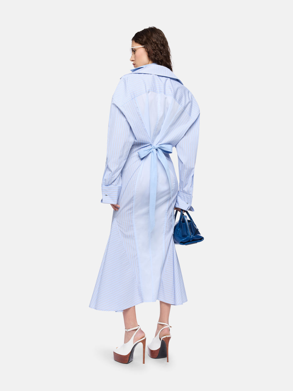 Blue midi shirt dress