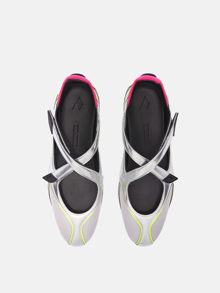 ''Floor 01'' holographic silver ballerina flat