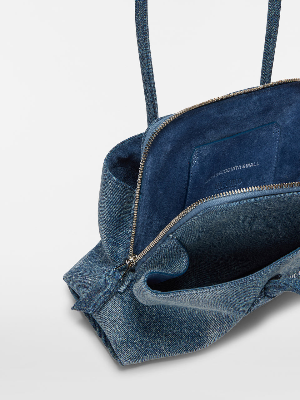 ''La Passeggiata Small'' washed denim top handle