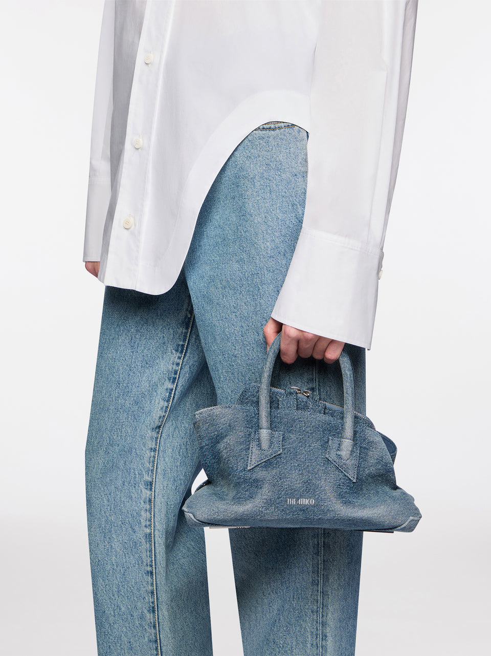 Top handle ''La Passeggiata Mini'' washed denim