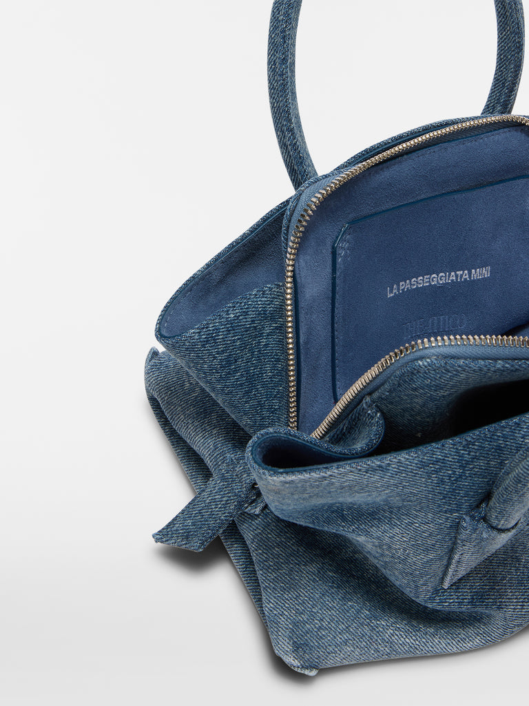 Top handle ''La Passeggiata Mini'' washed denim