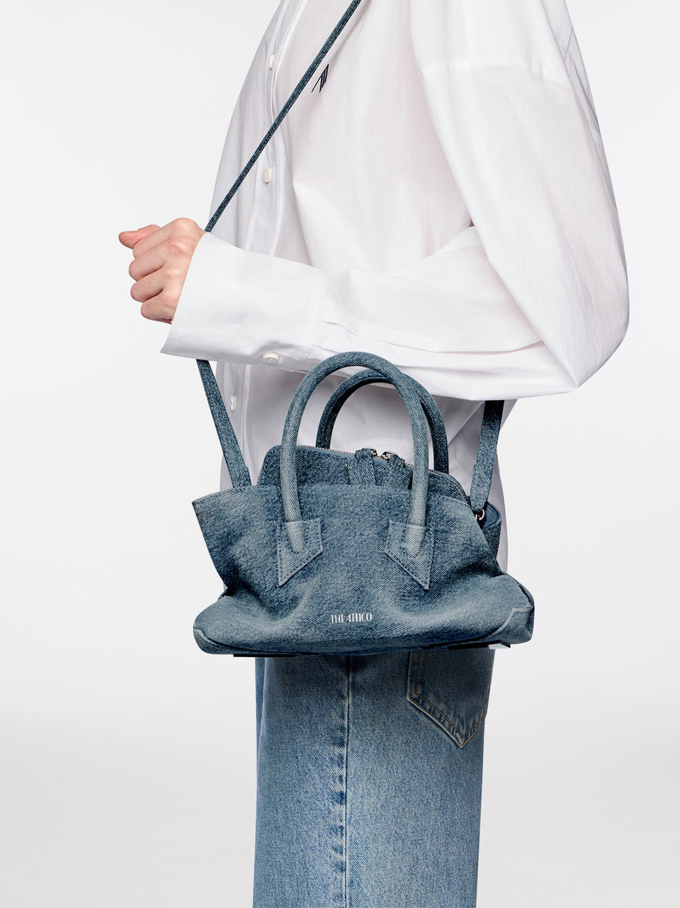 Top handle ''La Passeggiata Mini'' washed denim