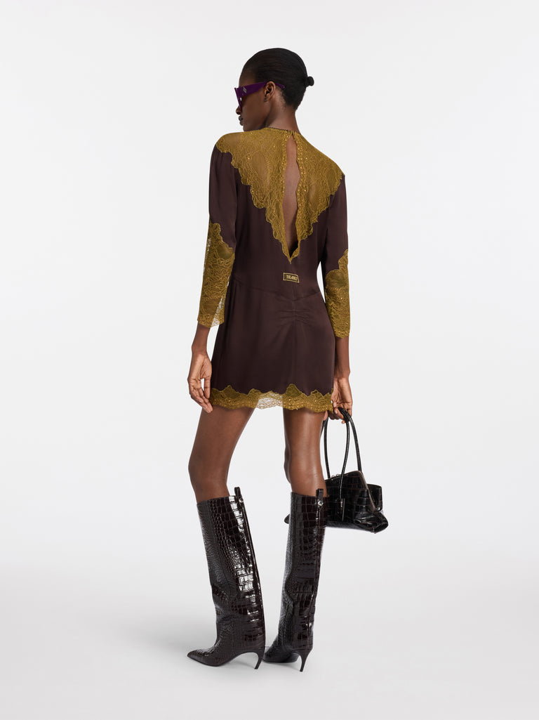 Mini abito dark green e dark brown