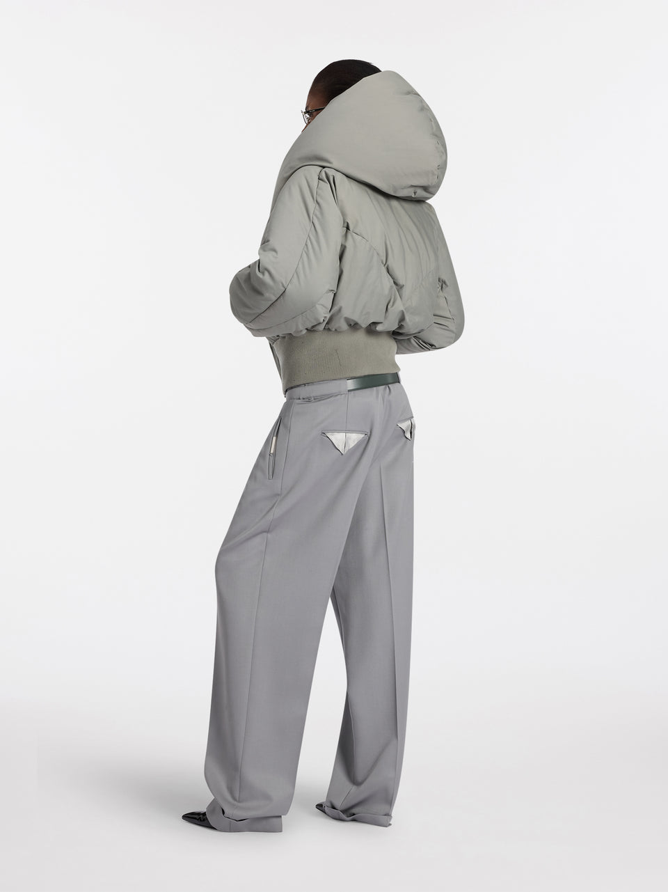 Taupe grey puffer jacket