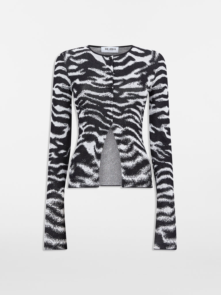 White and black cardigan