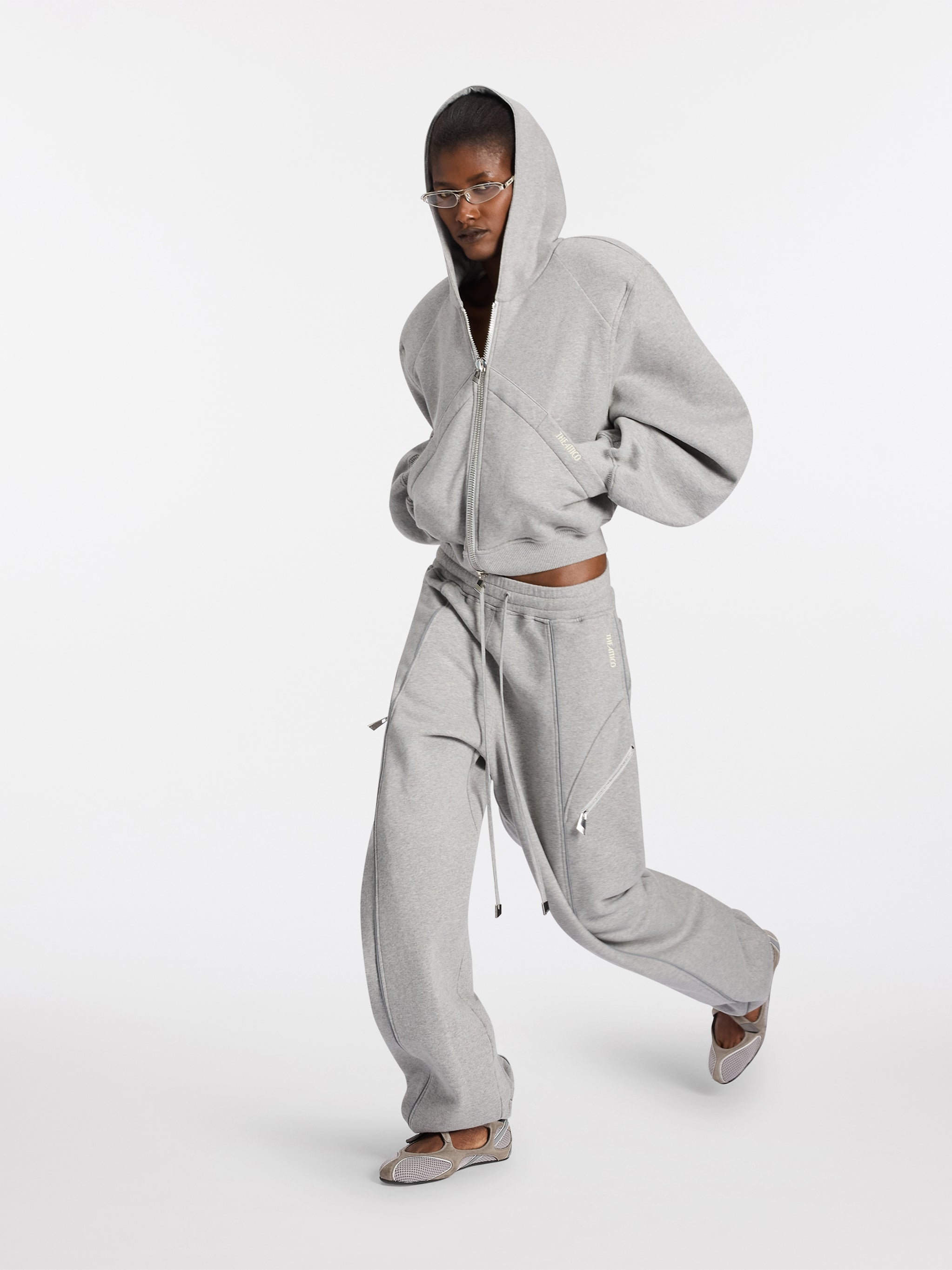 ジ　アティコ　THE ATTICO ハイネックスウェット　ロゴ Melange grey sweatshirt | THE ATTICO®