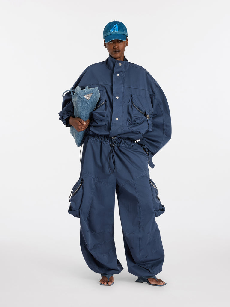 Pantalone lungo cargo washed blue