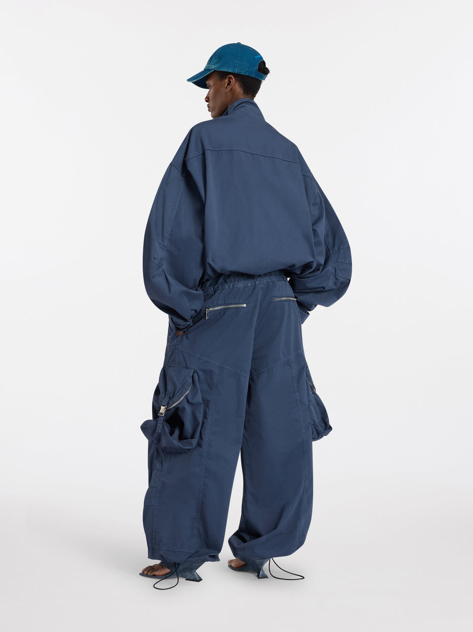 Pantalone lungo cargo washed blue