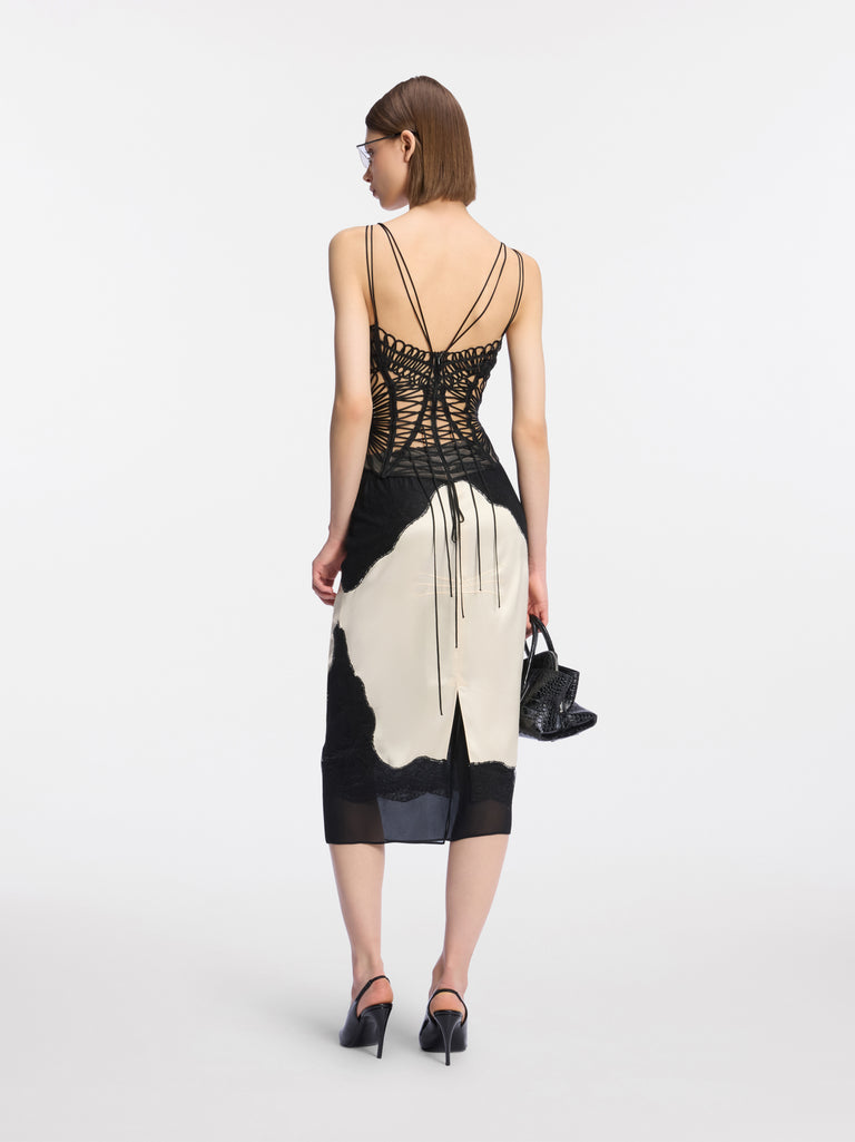 Gonna midi black e ivory