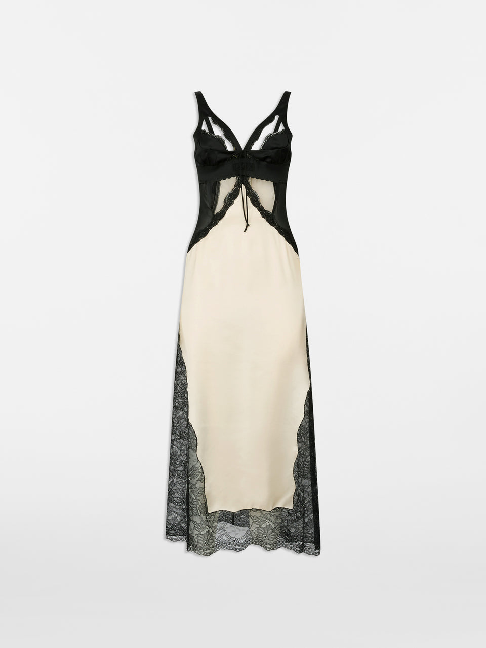 Abito midi black e ivory