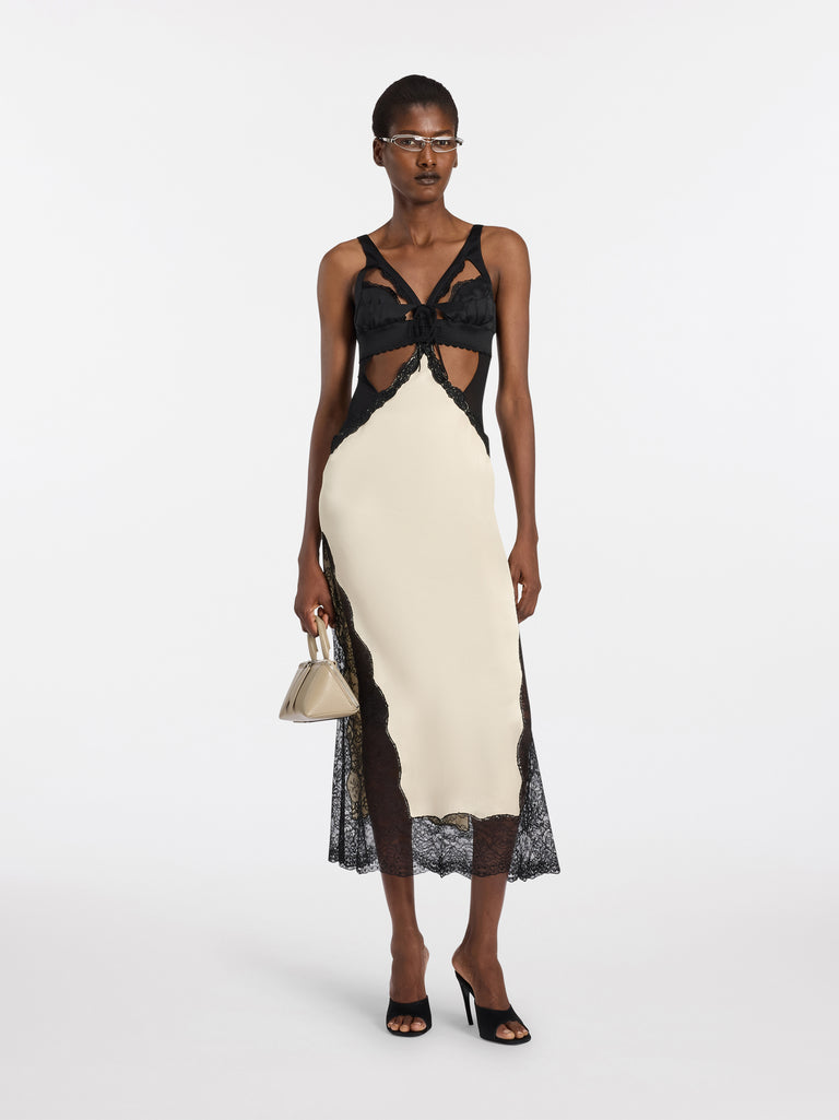 Abito midi black e ivory