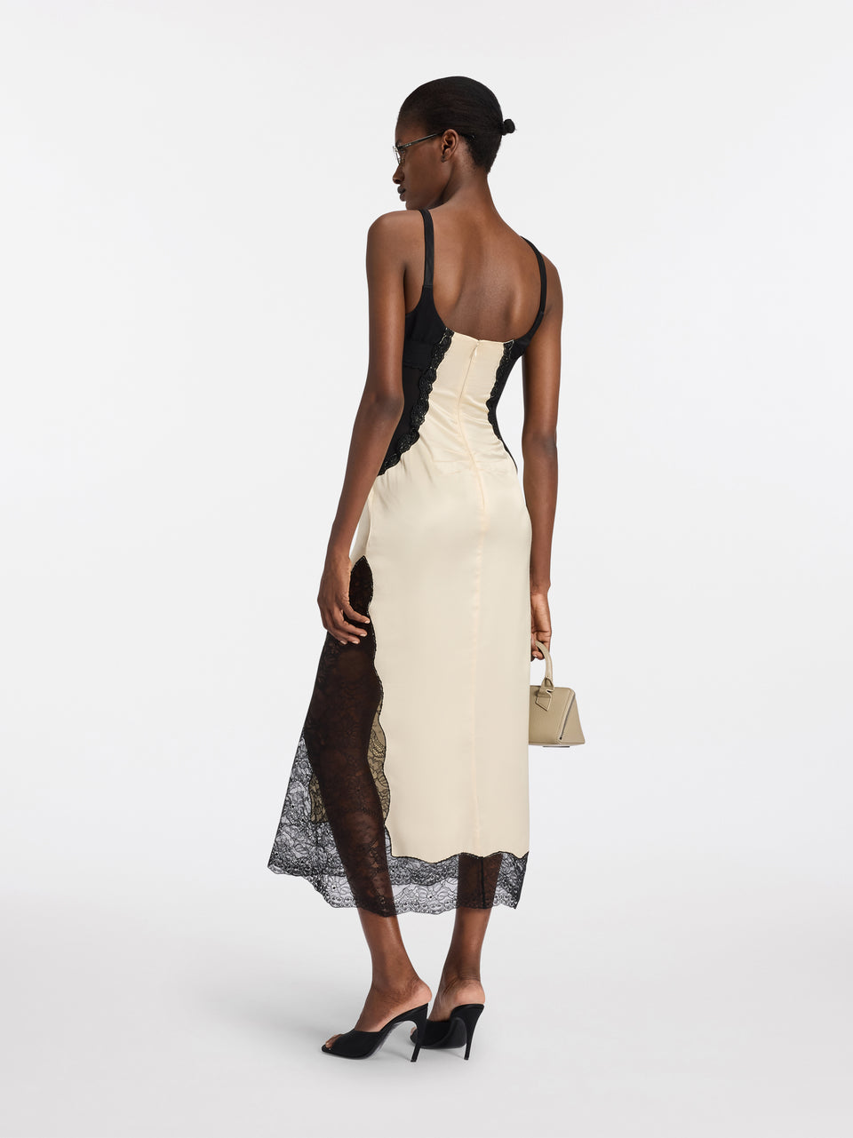 Abito midi black e ivory
