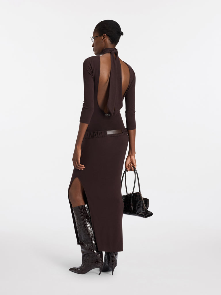 Dark brown midi dress
