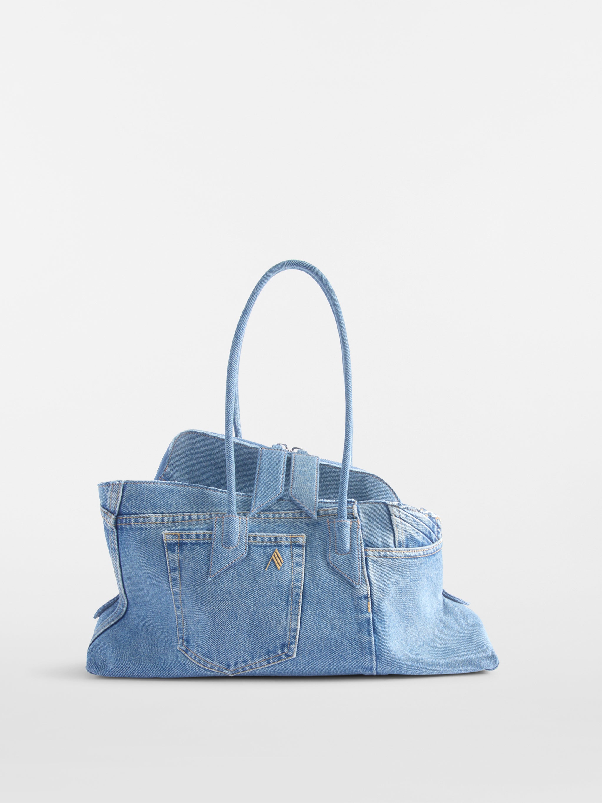 La Passeggiata Medium x The Ex'' Light Blue Denim Top Handle | THE
