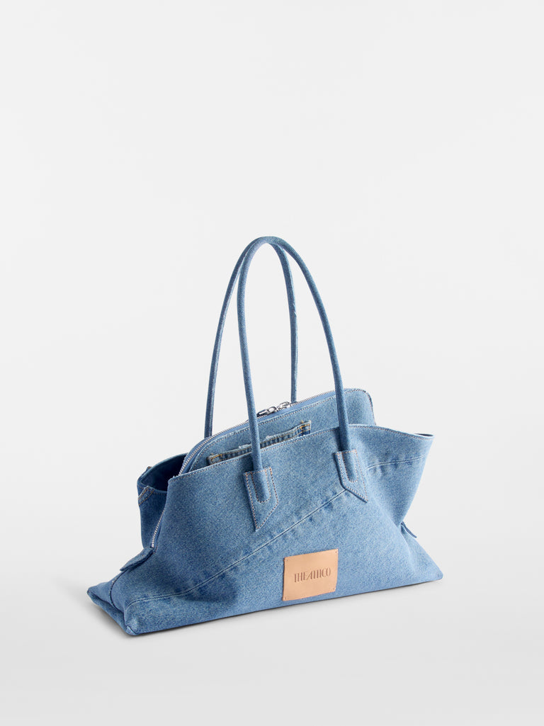 ''La Passeggiata Medium x The Ex'' Light Blue Denim Top Handle