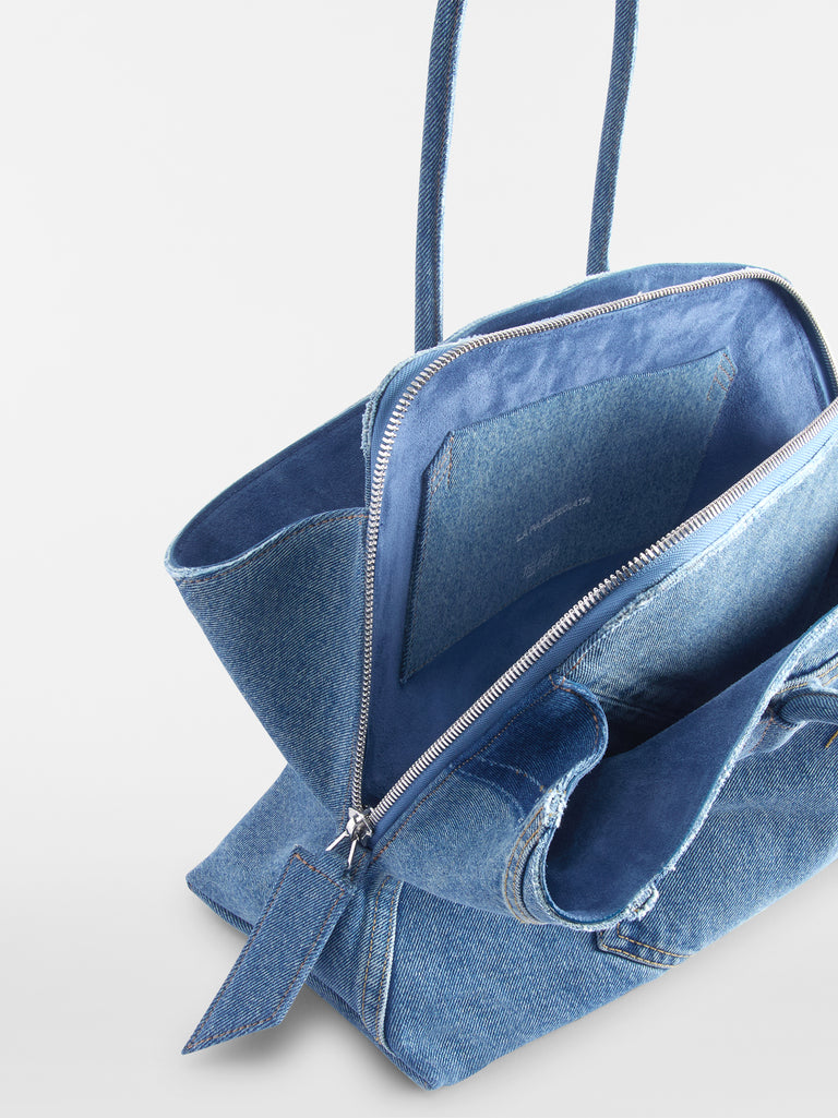 ''La Passeggiata Medium x The Ex'' Light Blue Denim Top Handle