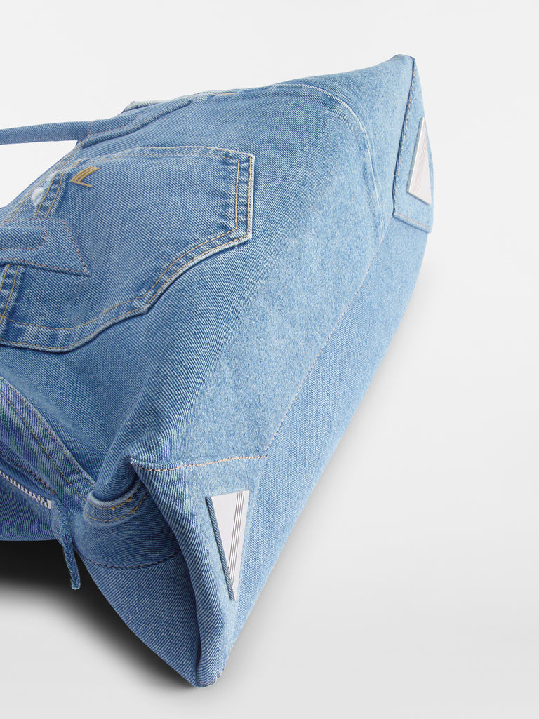 ''La Passeggiata Medium x The Ex'' Light Blue Denim Top Handle
