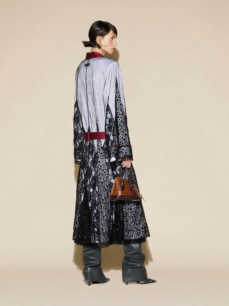 Black and lilac robe coat