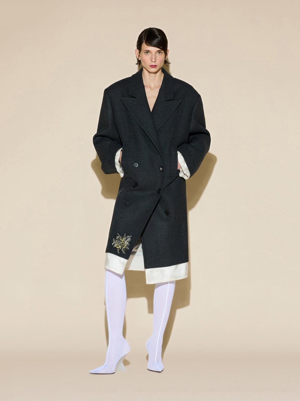 Cappotto melange dark grey