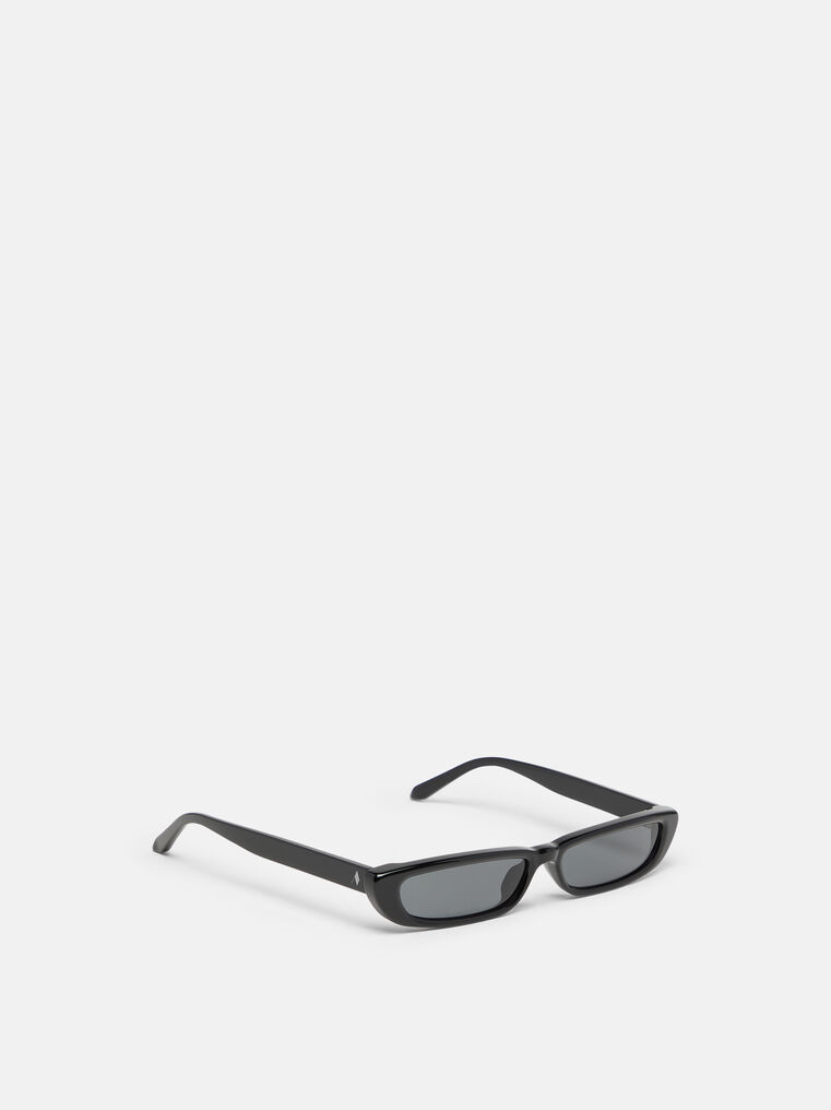Attico Them Slim Squared Acetate Sunglasses In Black/silver/grey