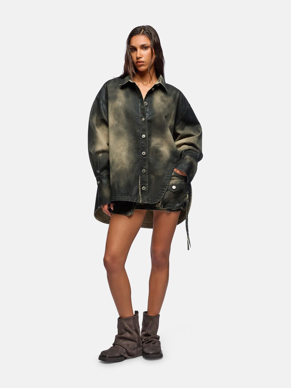 THE ATTICO "Diana" lark and pirate black shirt jacket Lark/pirate black SPEWCB68C109832