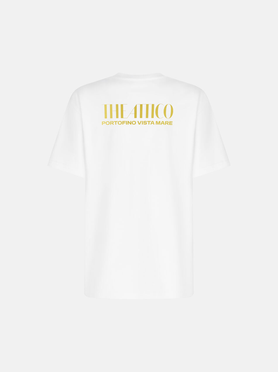 THE ATTICO ''Portofino vista mare'' t-shirt white, yellow and brown White/Burgundy SPEWCT356J063821
