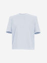 The Attico "Bella" sky blue t-shirt with shoulder pads  202WCT04J001024