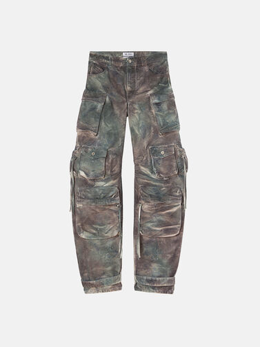 Fern' stained green camouflage long pants for Women