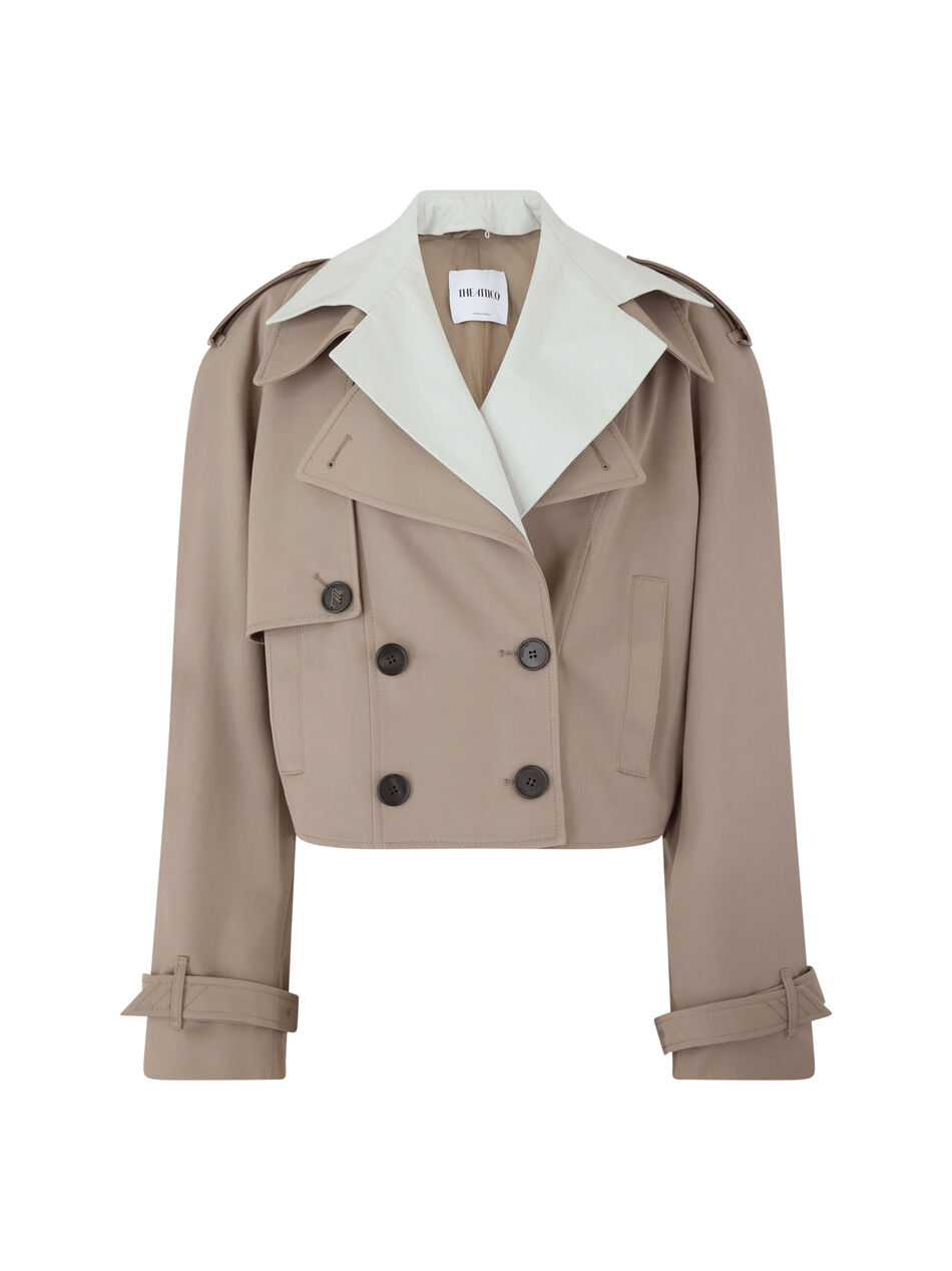 THE ATTICO Grey short trench coat Taupe grey 260WCB00111PLC003AA700