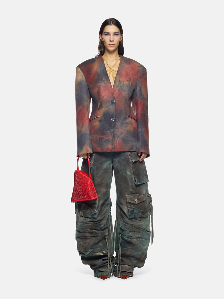Shop Attico 'fern' Stained Green Camouflage Long Pants In Stainde Green Camouflage