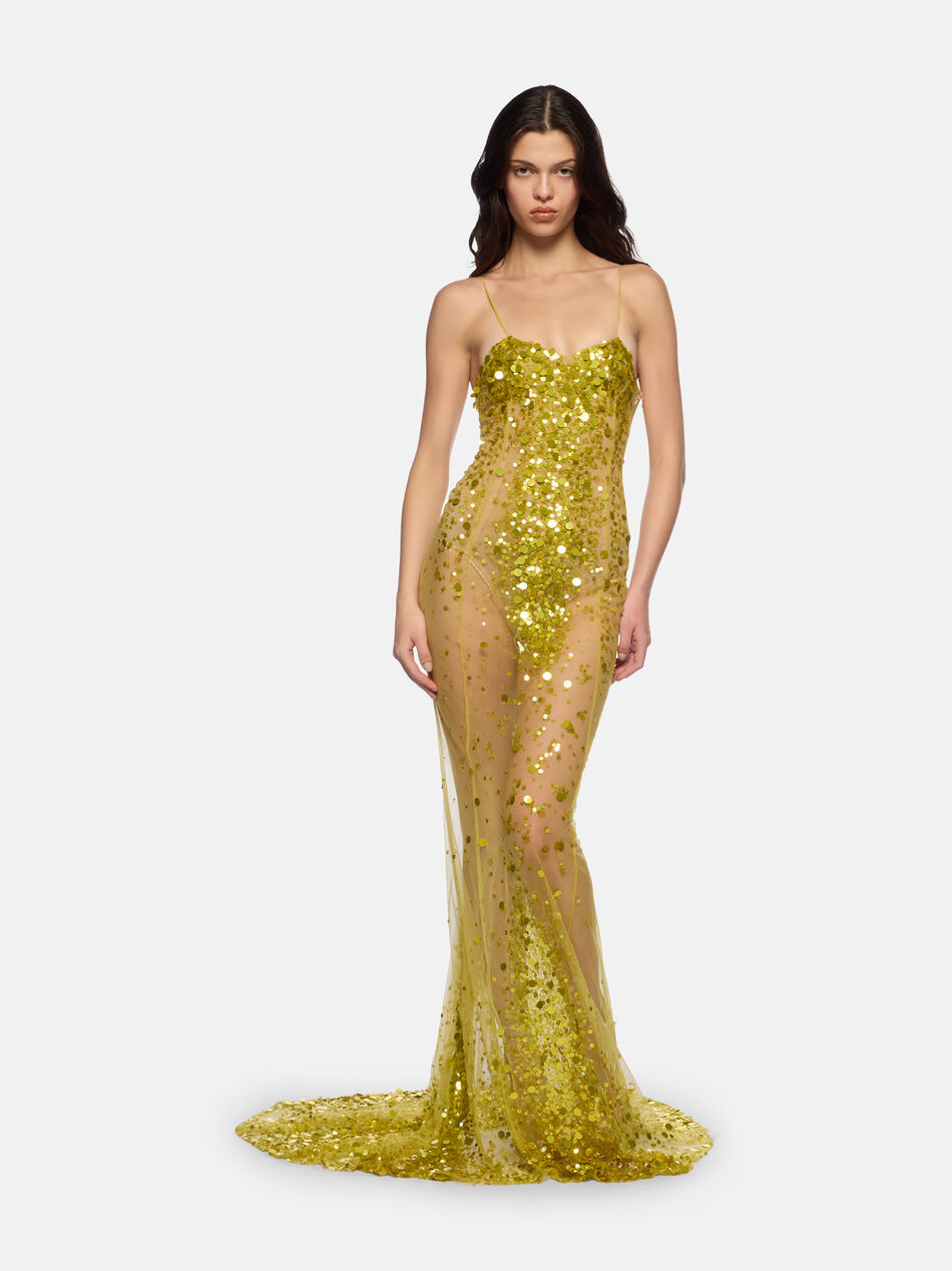 THE ATTICO Lime multishades long dress Lime multishades 260WCW00265PLL012SQ570