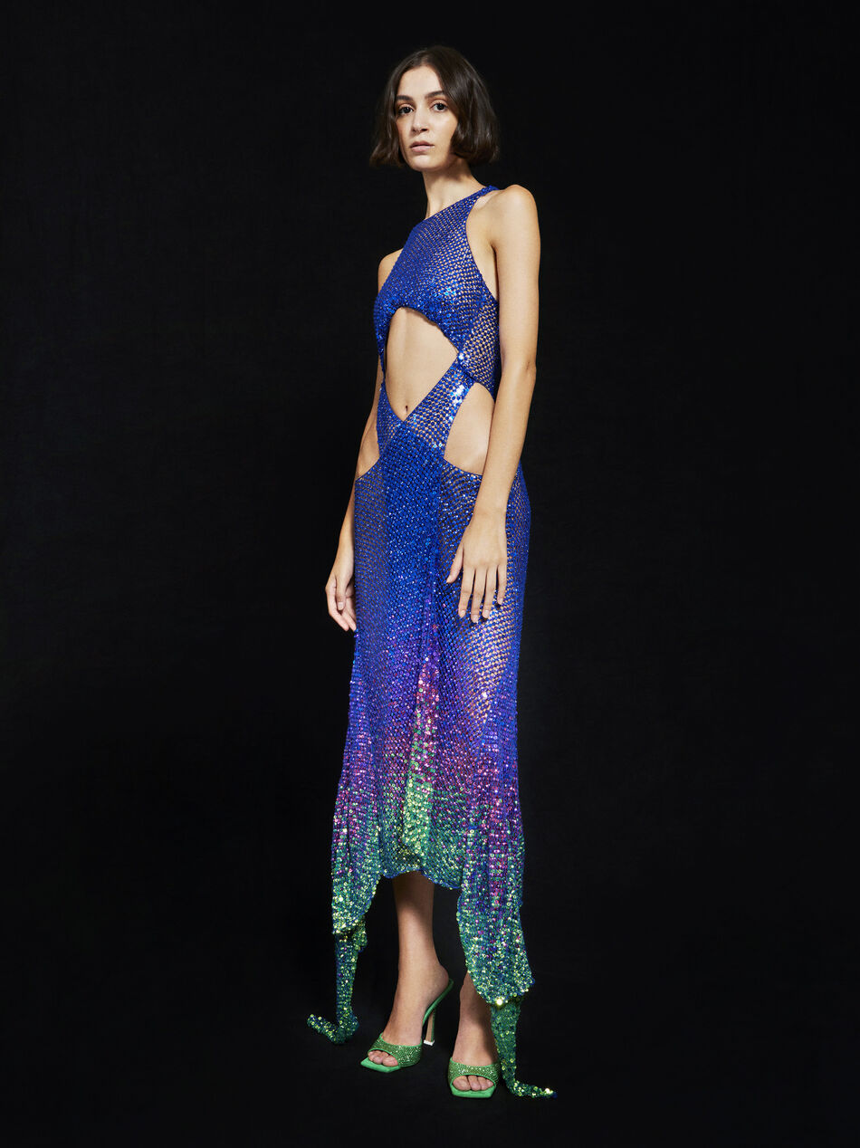 THE ATTICO ''Magnolia'' blue long dress Blue/Pink/Violet/Green 226WCW53H117356