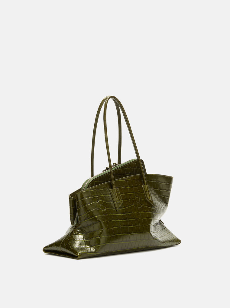 Attico Top Handle ''la Passeggiata Medium'' Dark Green In Green