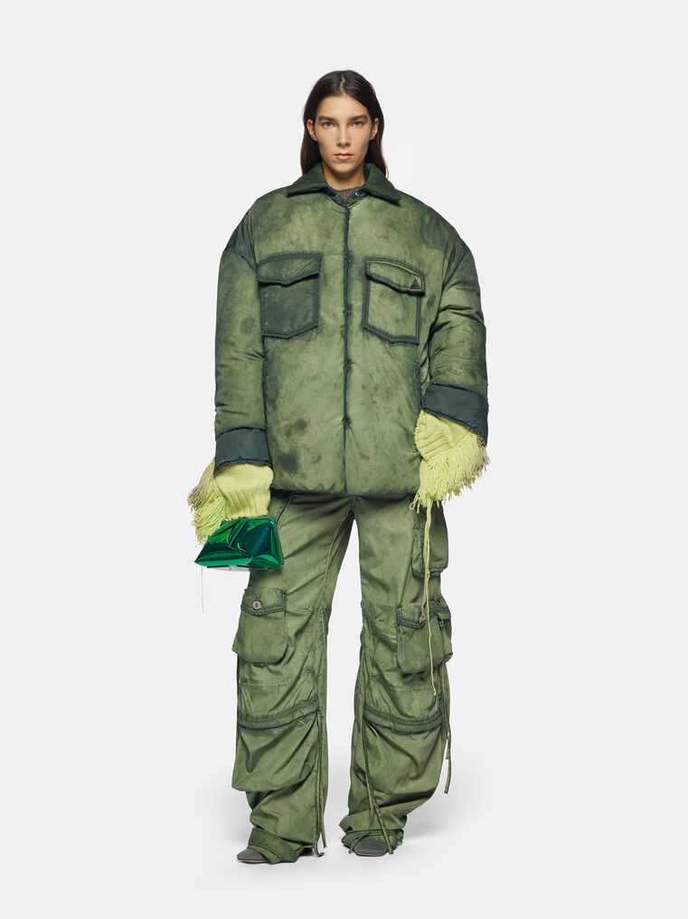Shop Attico Military Green Short Coat Nylon