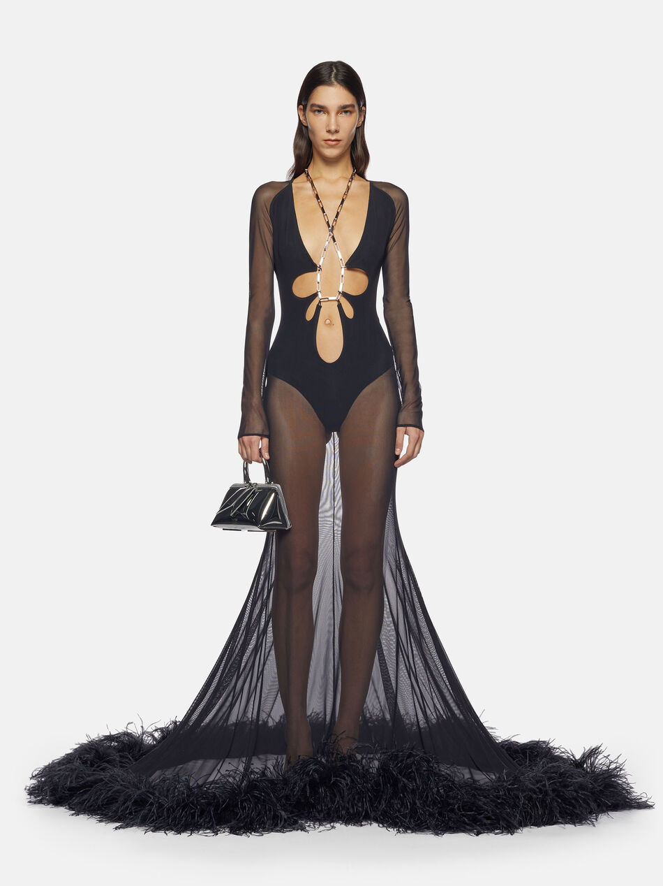 THE ATTICO "Karen" black long dress BLACK 238WCW86A014F100