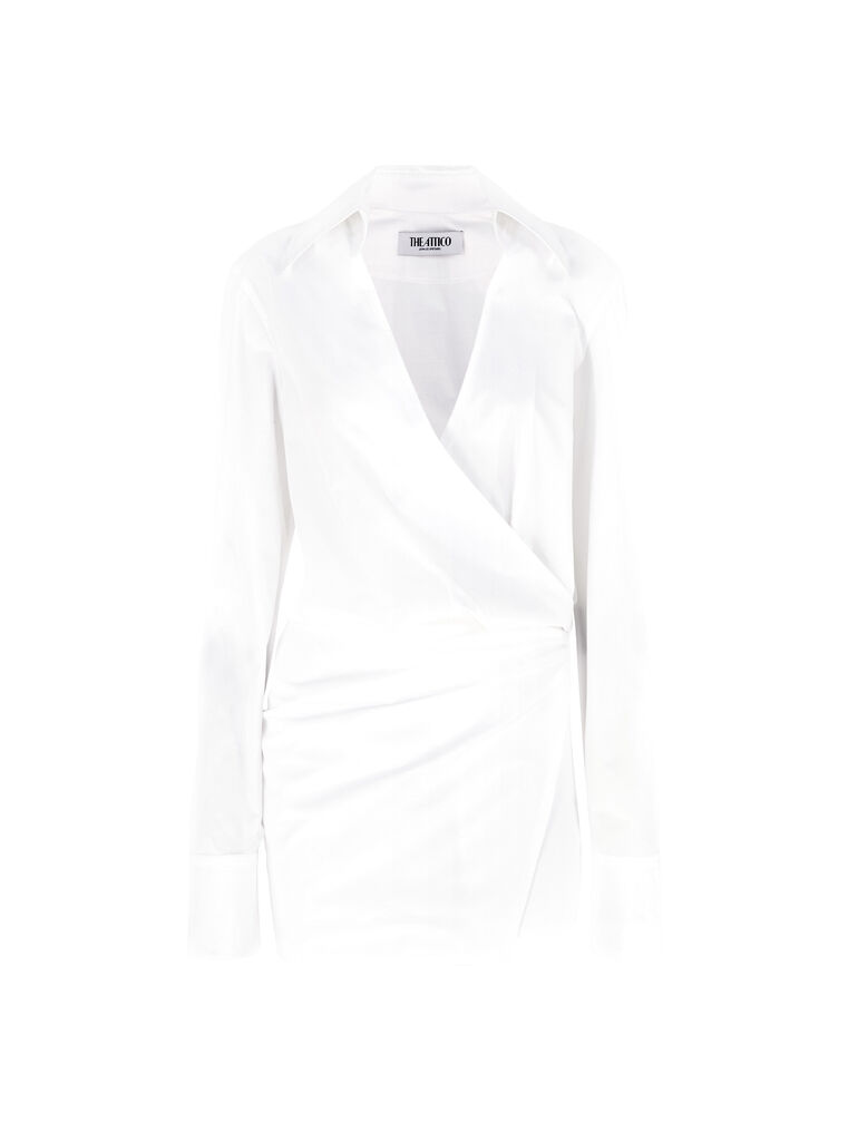 Attico Mini Wrap Chemisier Dress With In White