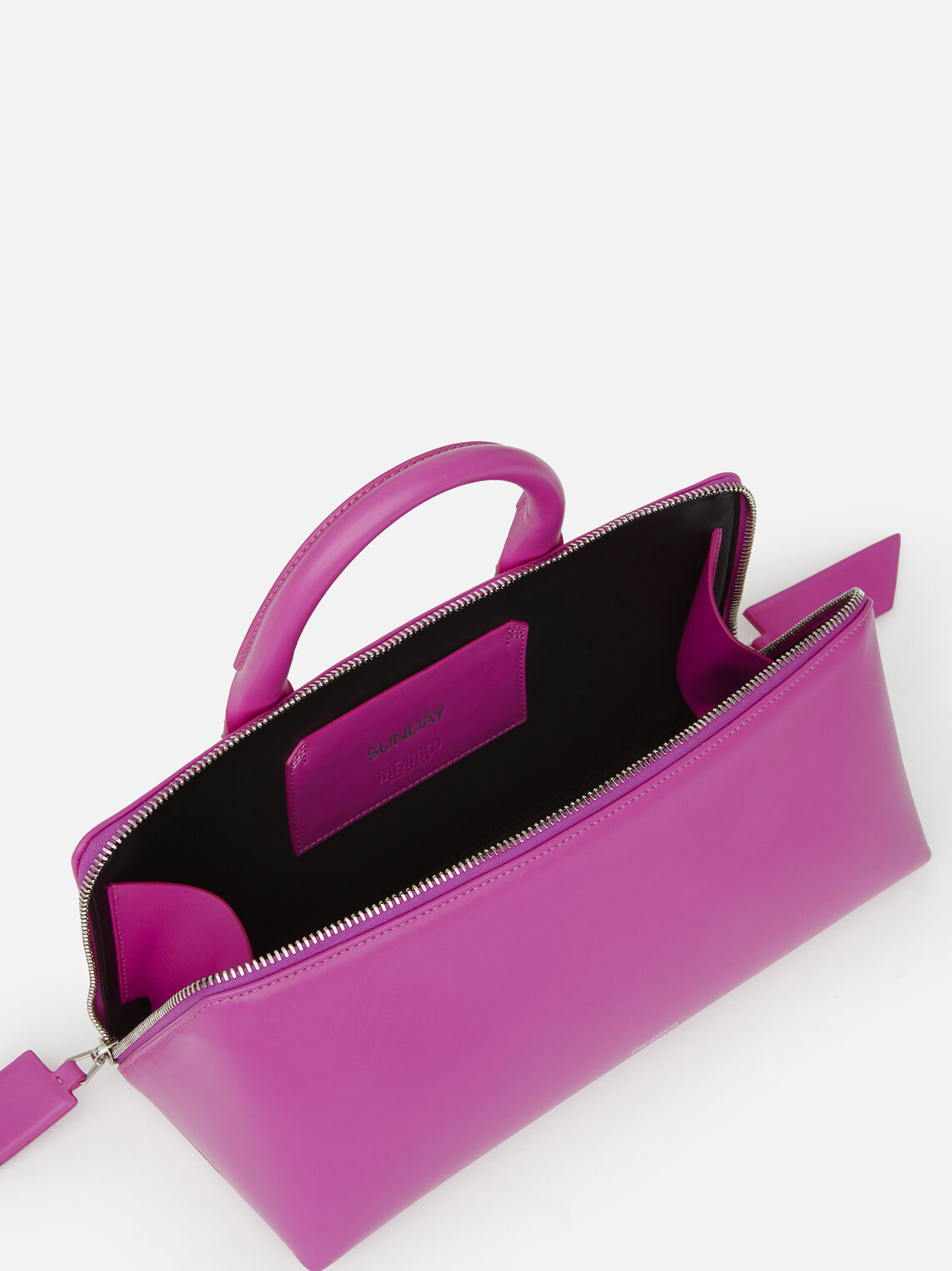 THE ATTICO ''Sunday'' hot pink elongated everyday bag 5