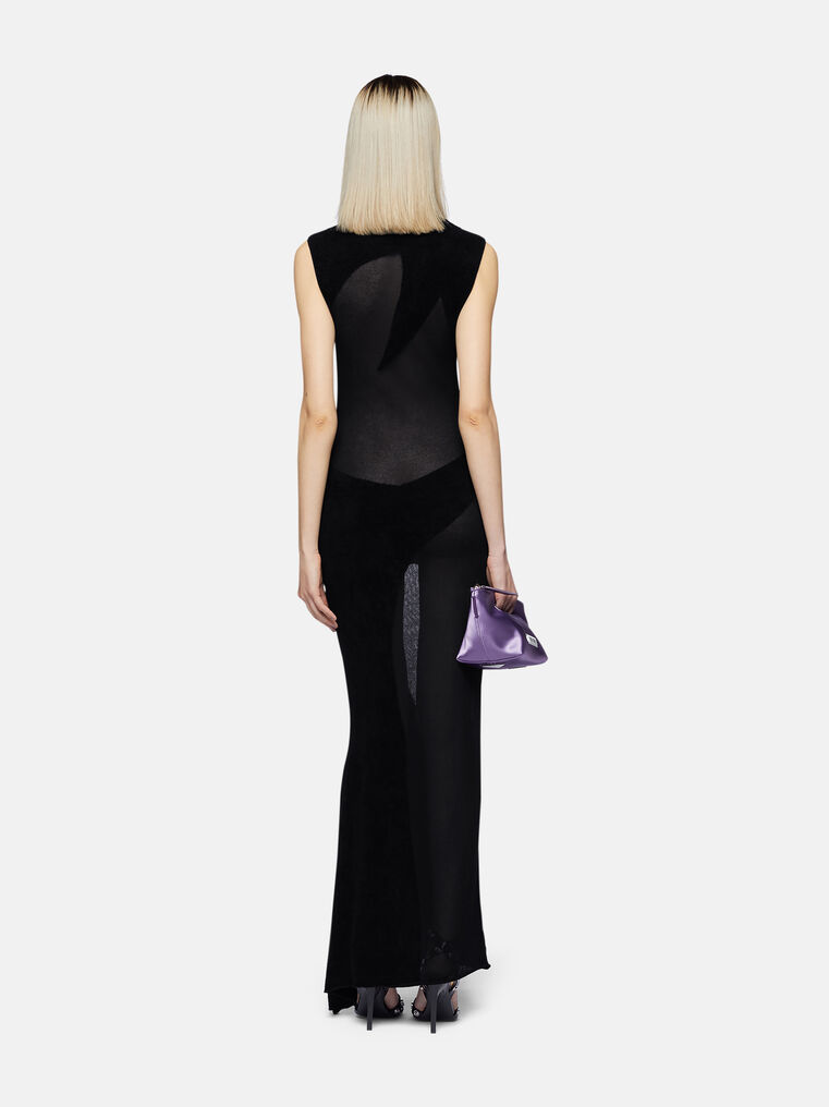 Shop Attico The  Dresses Gend - Black Long Dress Black Main Fabric: 44% Viscosa 44% Polyamide 12% Cotton